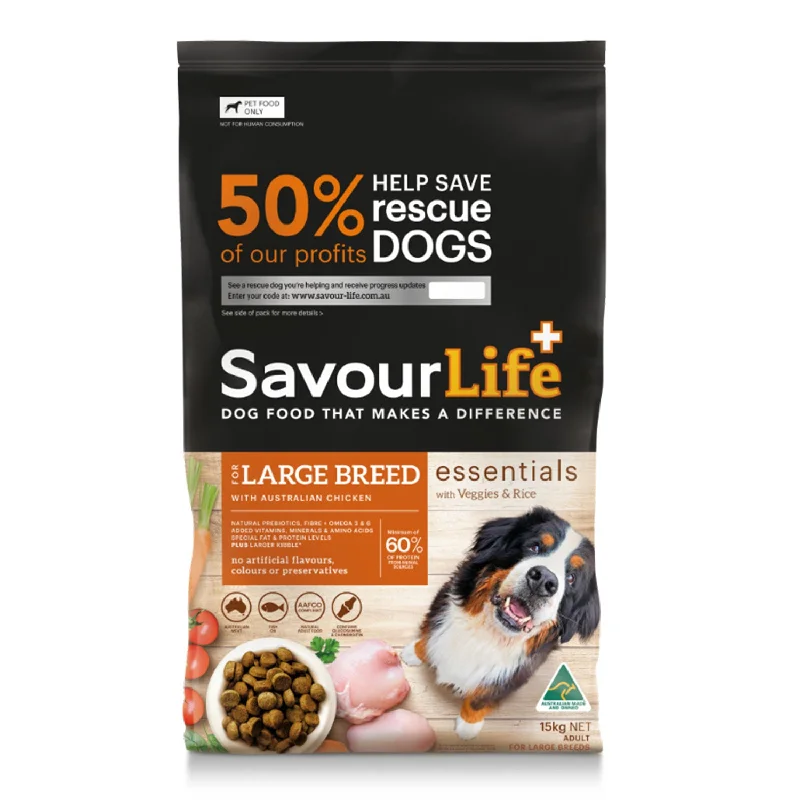 adjustable dog life jacket-SavourLife Essentials Large Breed Chicken with Veggies & Rice Adult Dry Dog Food 15kg