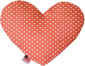 freeze-dried raw dog treats-Peach Polka Dots Canvas Squeaker Heart Dog Toy