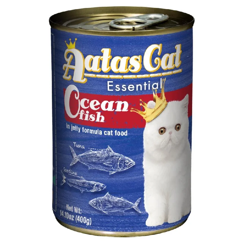 bird cage accessories-Aatas Cat Essential Ocean Fish in Jelly Canned Cat Food 400g