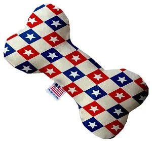 waterproof pet booties-Patriotic Checkered Stars Stuffing Free Squeaker Bone Dog Toy