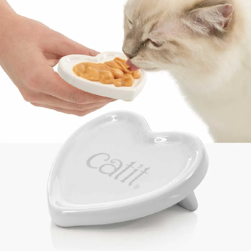 pet dental care kit-Catit Creamy Heart-Shaped Treat Dish