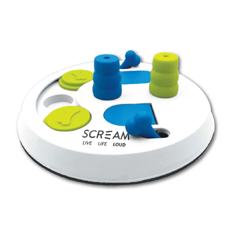 rabbit hay feeder-Scream Interactive Flip Puzzle Dog Toy Green / Blue