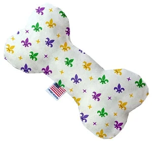 automatic ball launcher for dogs-Confetti Fleur de Lis Mardi Gras Canvas Squeaker Bone Dog Toy