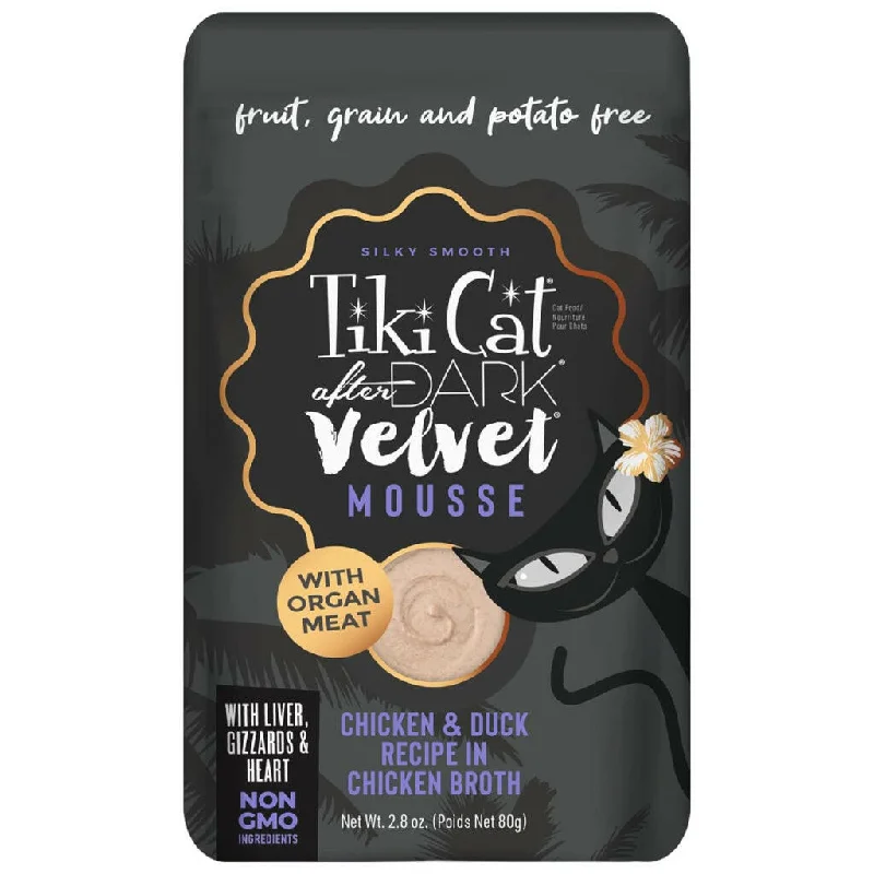 chew-resistant dog bed-Tiki Cat After Dark Velvet Mousse Chicken & Duck Grain-Free Wet Food for Cats (2.8 oz x 12 pouches)