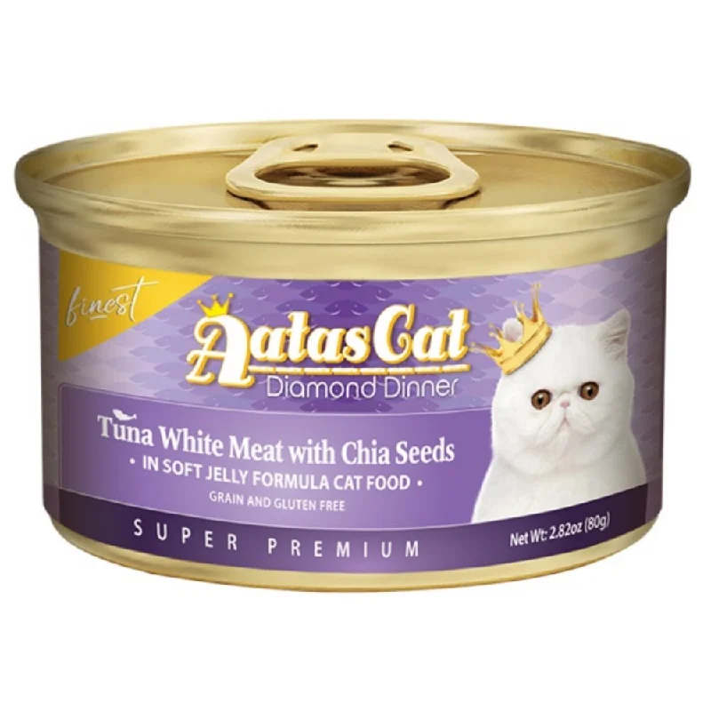 vet-approved pet supplements-Aatas Cat Finest Diamond Dinner Tuna with Chia Seeds in Soft Jelly Canned Cat Food 80g