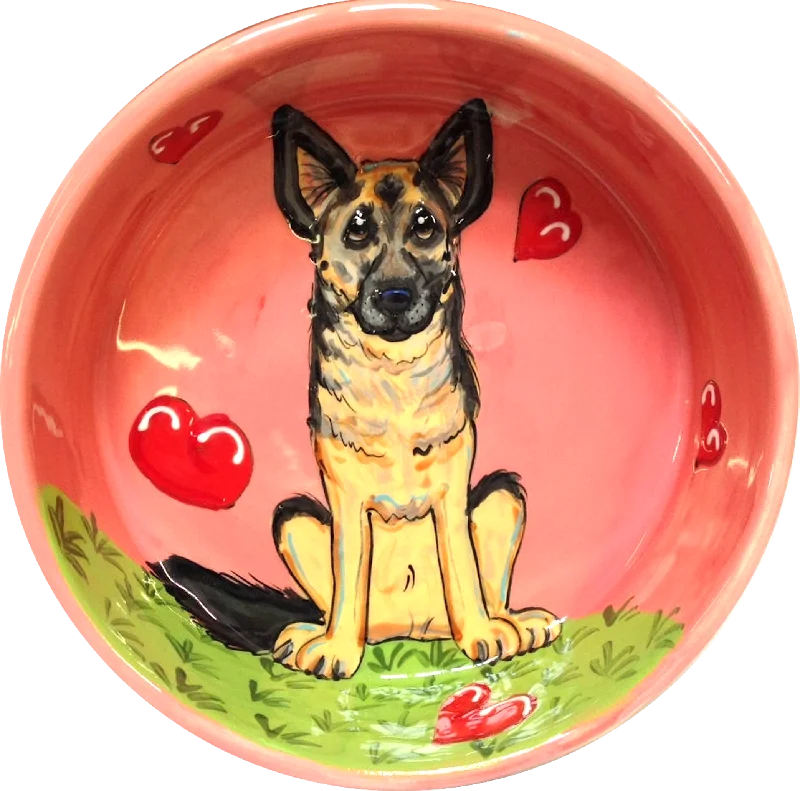 travel-friendly pet grooming kit-German Shepherd Hearts Bowl