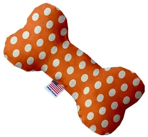 slow feeder dog bowl-Melon Orange Swiss Dots Stuffing Free Squeaker Bone Dog Toy