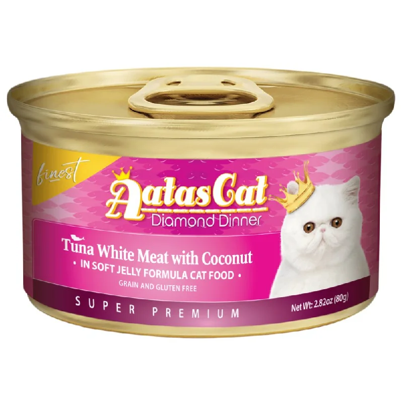 adjustable dog life jacket-Aatas Cat Finest Diamond Dinner Tuna with Coconut in Soft Jelly Canned Cat Food 80g