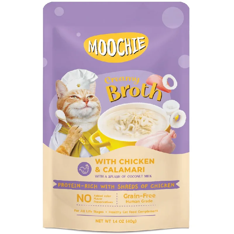 dog ear cleaning solution-20% OFF: Moochie Creamy Broths With Chicken & Calamari Grain-Free Pouch Cat Food 40g x 16