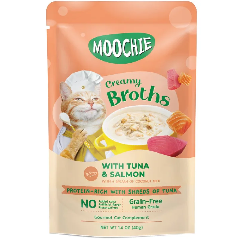 indoor dog potty solution-20% OFF: Moochie Creamy Broths With Tuna & Salmon Grain-Free Pouch Cat Food 40g x 16