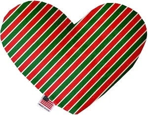 pet-friendly air purifier-Christmas Stripes Canvas Squeaker Heart Dog Toy