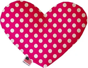 interactive cat toy-Hot Pink Swiss Dots Squeaker Heart Dog Toy