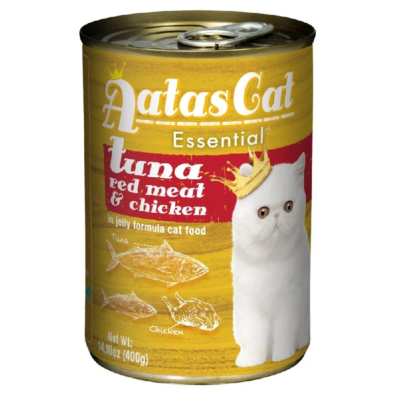 pet hair remover roller-Aatas Cat Essential Tuna Red Meat & Chicken in Jelly Canned Cat Food 400g