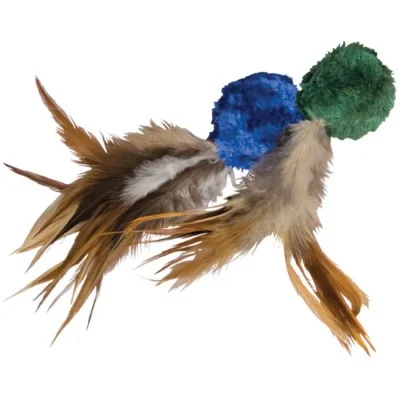 spill-proof pet travel bowl-Kong Crinkle Ball With Feathers Cat Toy