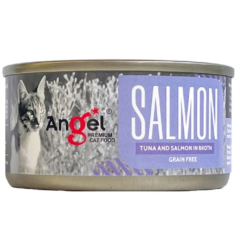 travel-friendly pet grooming kit-Angel Tuna & Salmon In Broth Grain-Free Canned Cat Food 70g