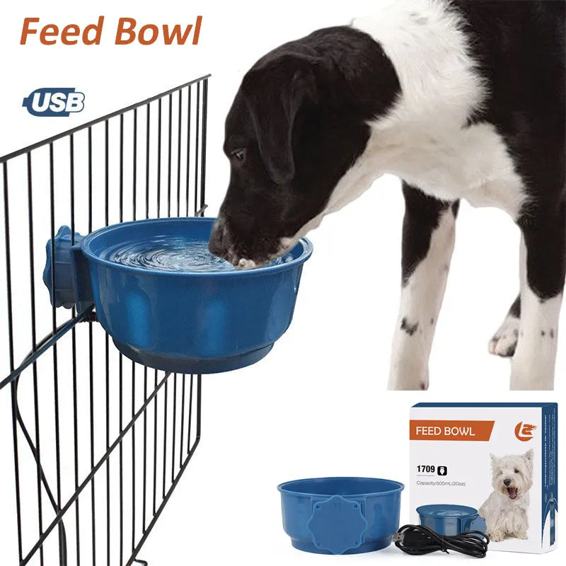 adjustable dog life jacket-Dog Cage Bowl Heated Winter Safe Thermal Pet Hanging Bowl for Small Medium Large Dogs Feeder Water Food Cat Bowl Pet Supplies