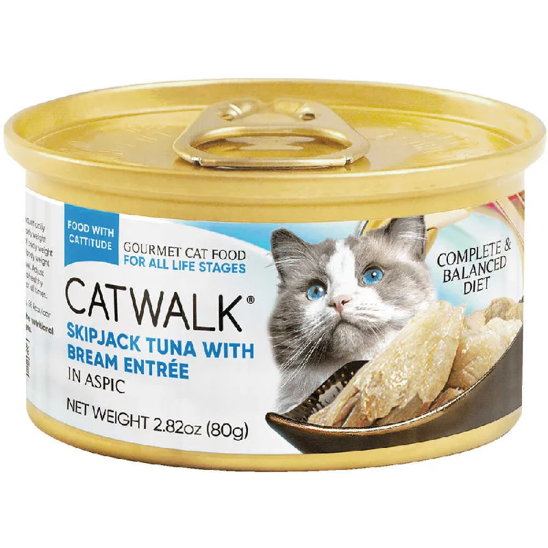 multi-level cat tree-Catwalk Skipjack Tuna With Bream Entree In Aspic Canned Cat Food 80g