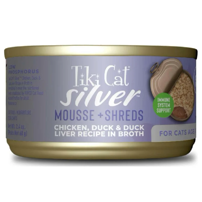 biodegradable poop bags-Tiki Cat Silver for Seniors Chicken & Duck & Duck Liver (2.4 oz x 12 cans)