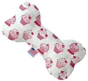 pet seatbelt attachment-Pink Whimsy Cupcakes Canvas Squeaker Bone Dog Toy