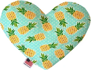 senior dog orthopedic bed-Pineapples and Polka Dots Canvas Squeaker Heart Dog Toy