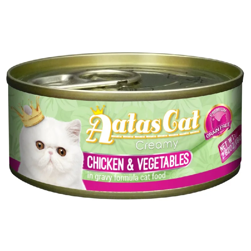 pet odor eliminator-Aatas Cat Creamy Chicken & Vegetables In Gravy Canned Cat Food 80g