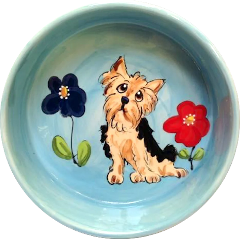 indestructible puppy chew toy-Yorkie Terrier | Ceramic Dog Bowl