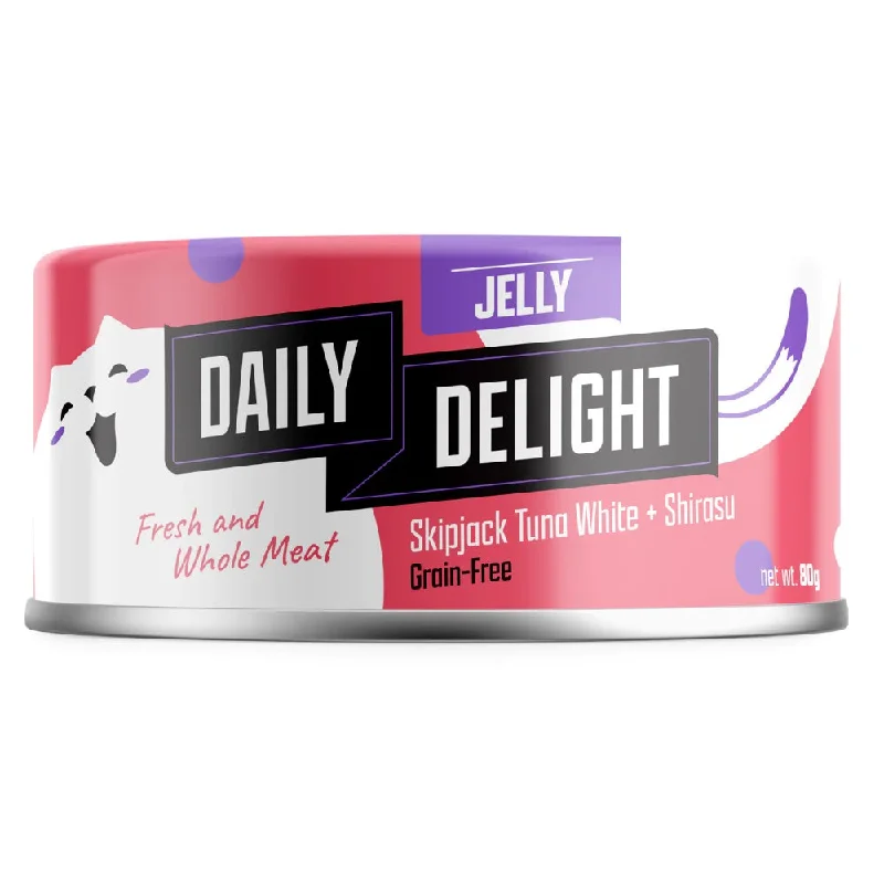 anti-anxiety pet bed-Daily Delight Skipjack Tuna White with Shirasu in Jelly Canned Cat Food 80g