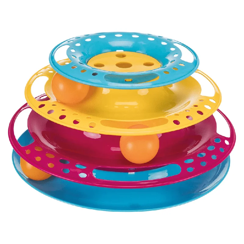 interactive bird toy-Trixie Circle Tower Catch the Balls Toy for Cats (Blue/Yellow/Pink)