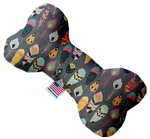 pet car seat cover-Gray Feathers Wanderlust Stuffing Free Squeaker Bone Dog Toy