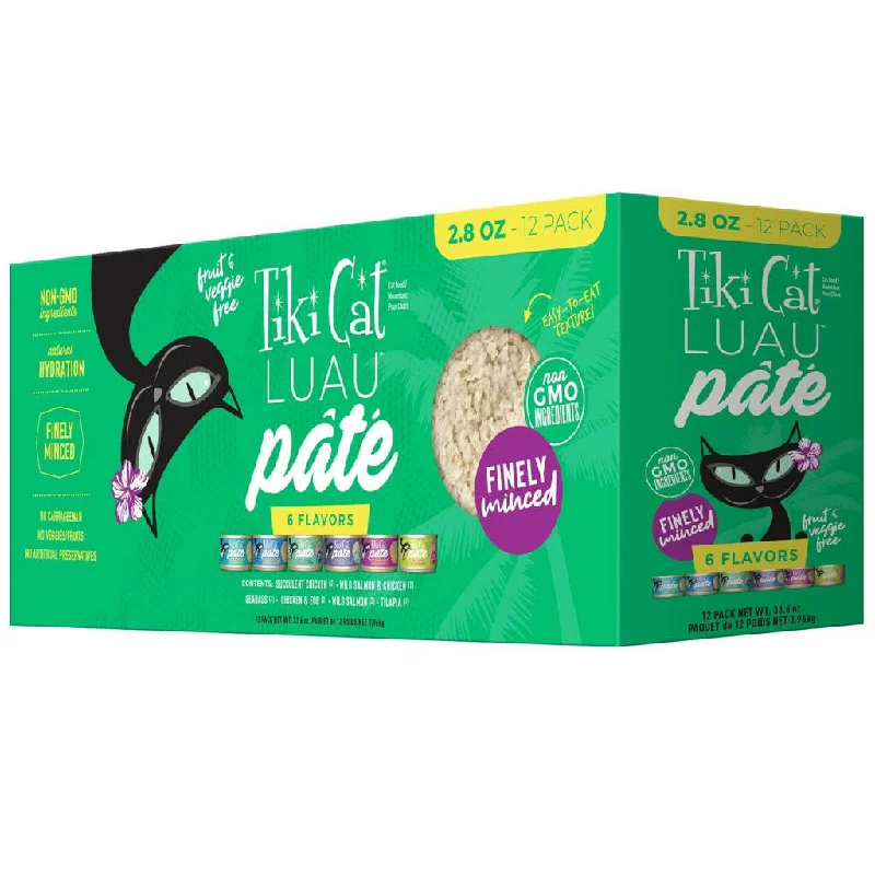 designer dog collar-Tiki Cat Luau Pate Grain-Free Wet Food for Cats -Variety Pack (2.8 oz x 12 cans)