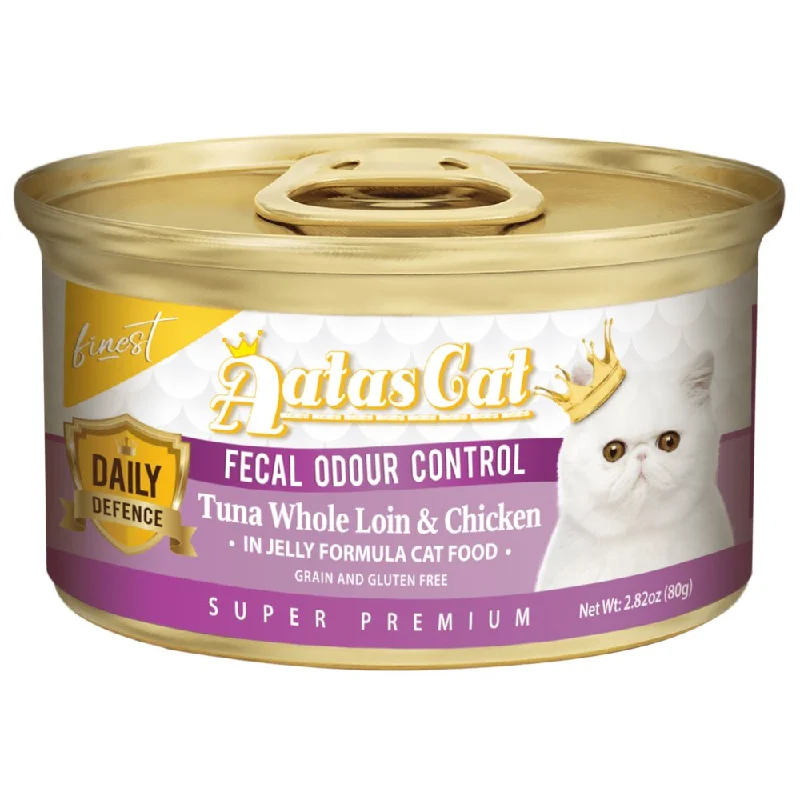 vet-approved dog chew-Aatas Cat Finest Daily Defence Fecal Odour Control - Tuna Whole Loin & Chicken in Jelly Canned Cat Food 80g