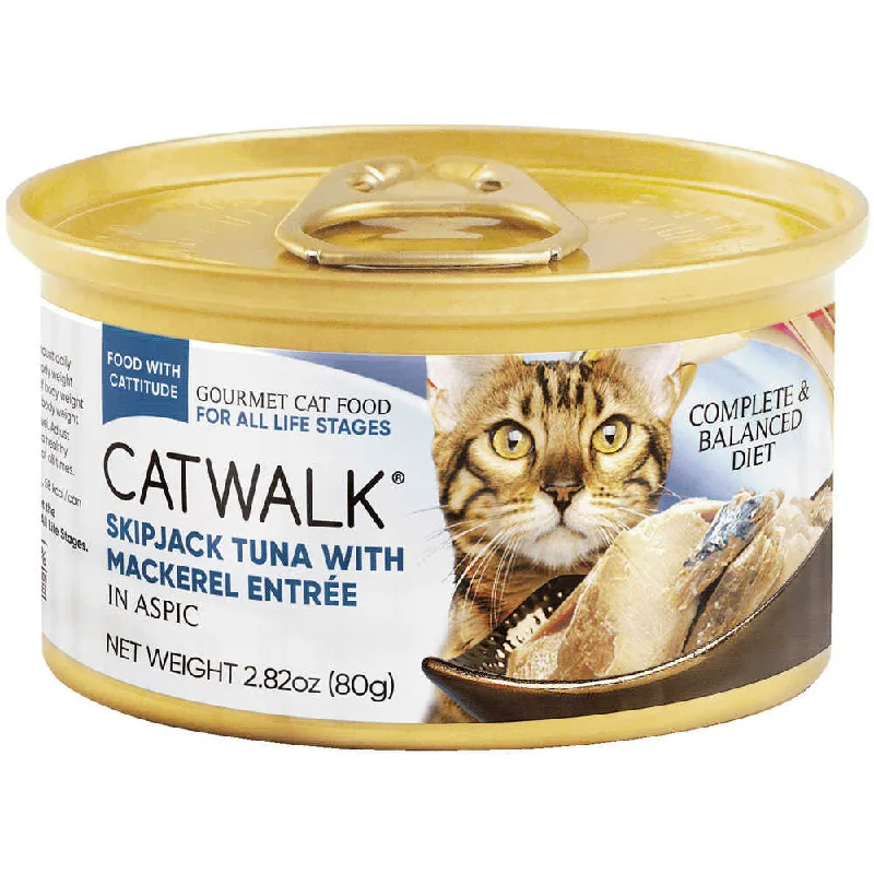 natural flea repellent for pets-Catwalk Skipjack Tuna with Mackerel Entree In Aspic Canned Cat Food 80g