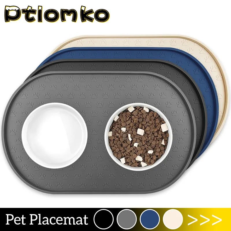 retractable dog gate-Dog Food Mat Pet Placemat Cat Bowl Pad Cats Drinking Feed Mats Easy to Clean Non-Slip Silicone Round Pet Feeding Water Supplies