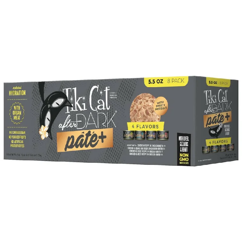 cooling mat for dogs-Tiki Cat After Dark Pate Grain-Free Wet Food For Cats, Variety Pack (5.5 oz x 8 cans)