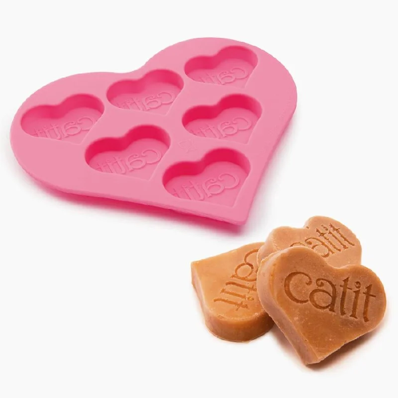 chew-proof puppy leash-Catit Creamy Heart-Shaped Silicone Ice Tray