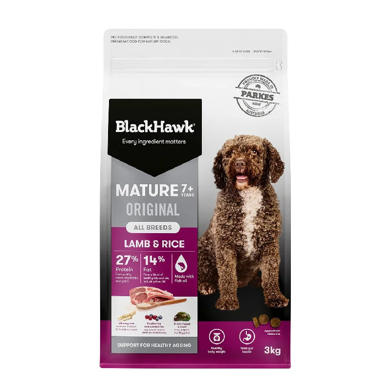 chew-proof puppy leash-Black Hawk Lamb & Rice Mature 7+ Adult Dry Dog Food