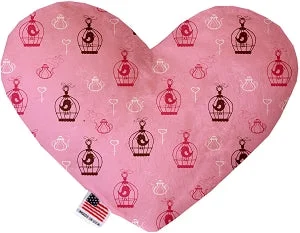 vet-approved dog chew-Pink Whimsy Bird Cages Canvas Squeaker Heart Dog Toy