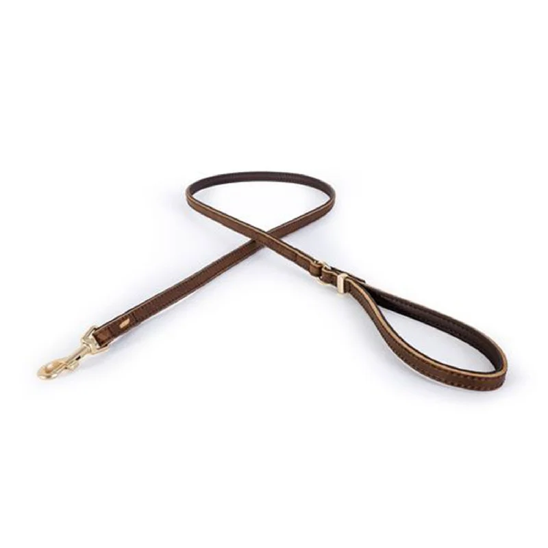 freeze-dried raw dog treats-EzyDog Oxford Leather Dog Lead LITE Brown