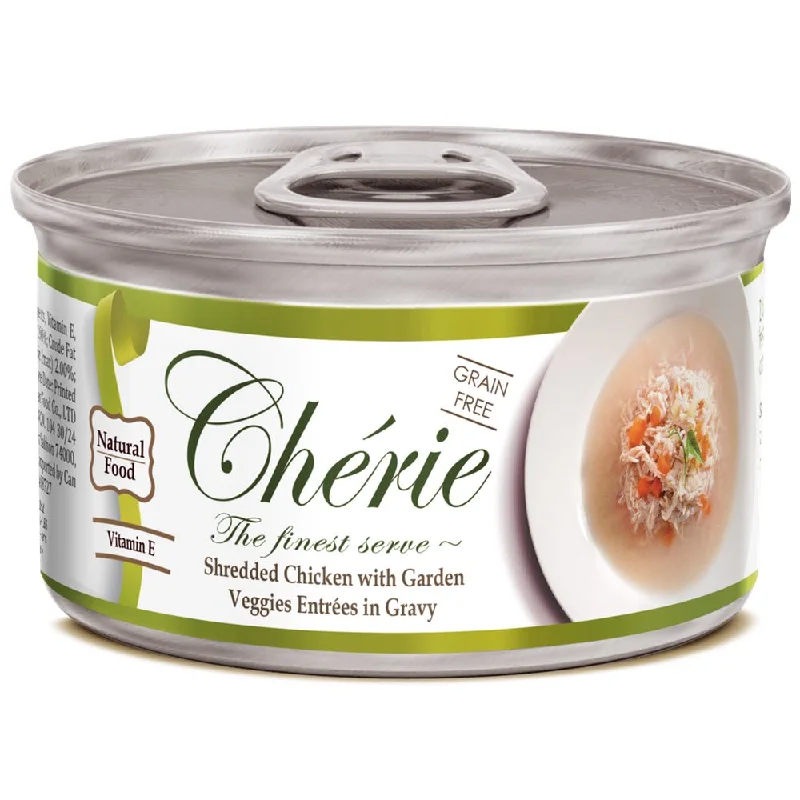 large-capacity cat litter box-Cherie Shredded Chicken With Garden Veggies Entrees In Gravy Canned Cat Food 80g