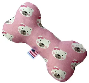 cooling mat for dogs-Pink Bears and Bows Stuffing Free Squeaker Bone Dog Toy