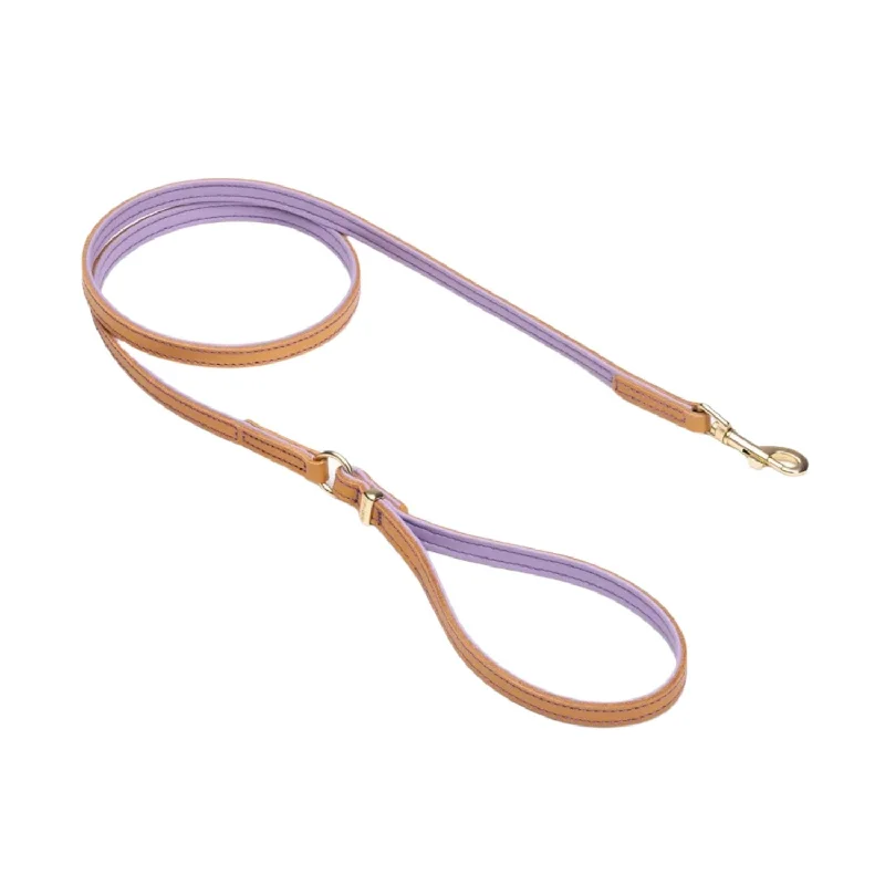 indestructible puppy chew toy-EzyDog Oxford Leather Dog Lead LITE Lilac