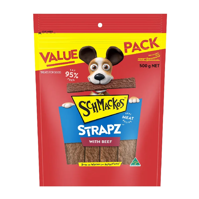 adjustable dog harness-Schmackos Beef Strapz Dog Treats 500g