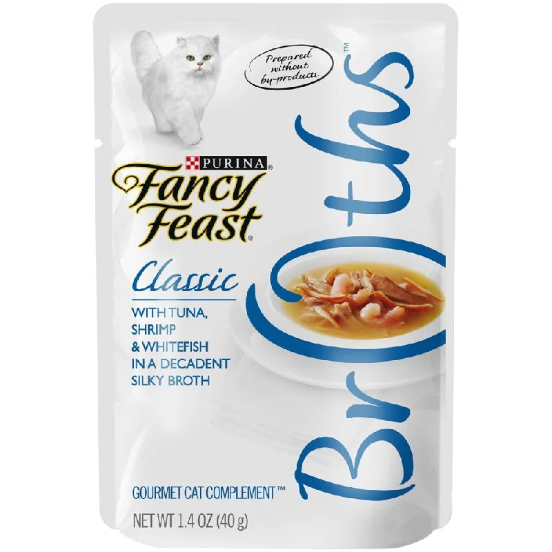 flea and tick prevention-12% OFF: Fancy Feast Classic Broths Tuna, Shrimp & Whitefish Pouch Cat Food 40g x 16