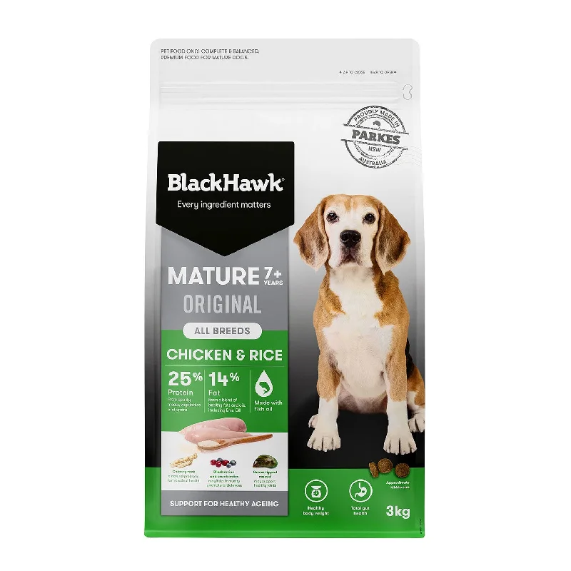 odor-absorbing cat litter-Black Hawk Chicken & Rice Mature 7+ Adult Dry Dog Food