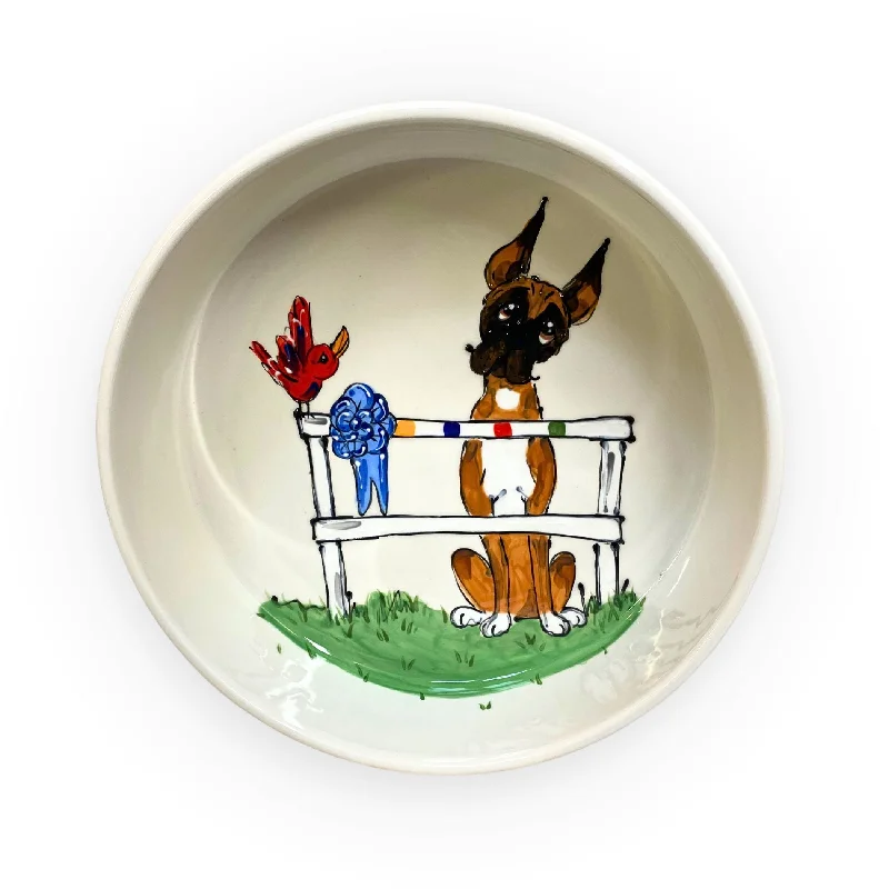 elevated dog feeding station-Boxer Glory - Handcrafted Ceramic Show Bowl