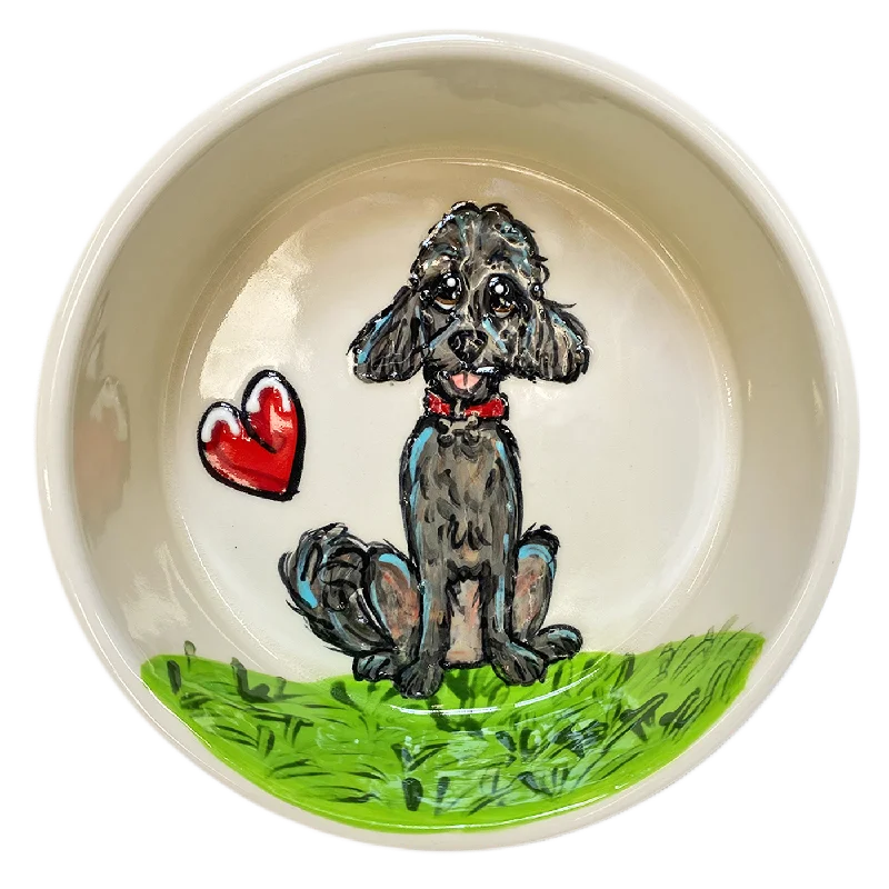 cat water fountain-Poodle Lovey Ceramic Bowl