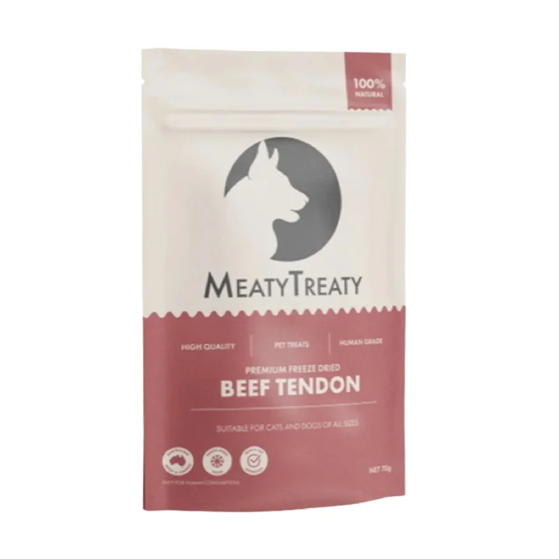 chew-resistant dog bed-Meaty Treaty Freeze Dried Beef Tendon Dog & Cat Treats 70g