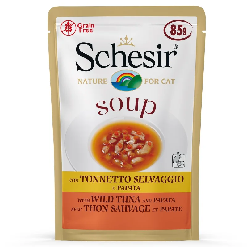 hypoallergenic cat food-Schesir Soup With Wild Tuna & Papaya Grain-Free Pouch Cat Food 85g x 12