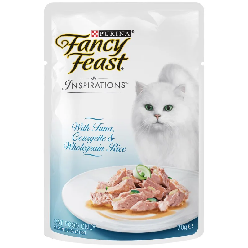 chew-resistant parrot perch-Fancy Feast Inspirations Tuna, Courgette & Whole Grain Rice Pouch Cat Food 70g x12