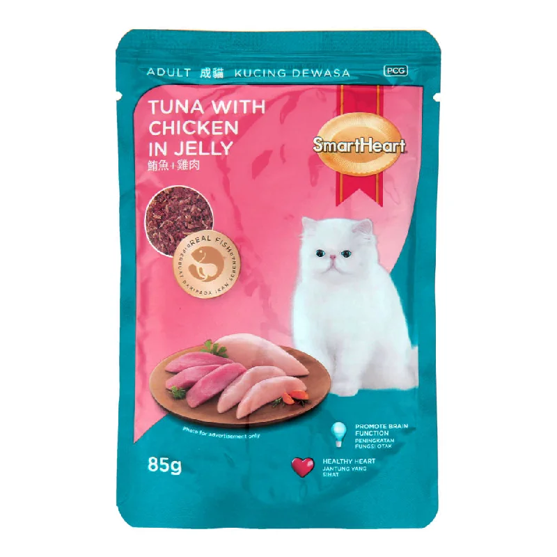 adjustable pet ramp-Smartheart Tuna with Chicken in Jelly Pouch Cat Food 85g x 12